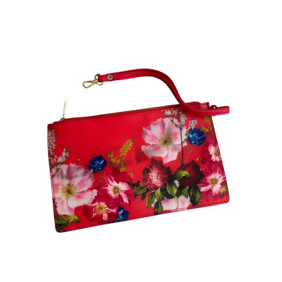 TED BAKER Womens Red Floral Cosmetic Pouch Bag - Picture 2 of 7